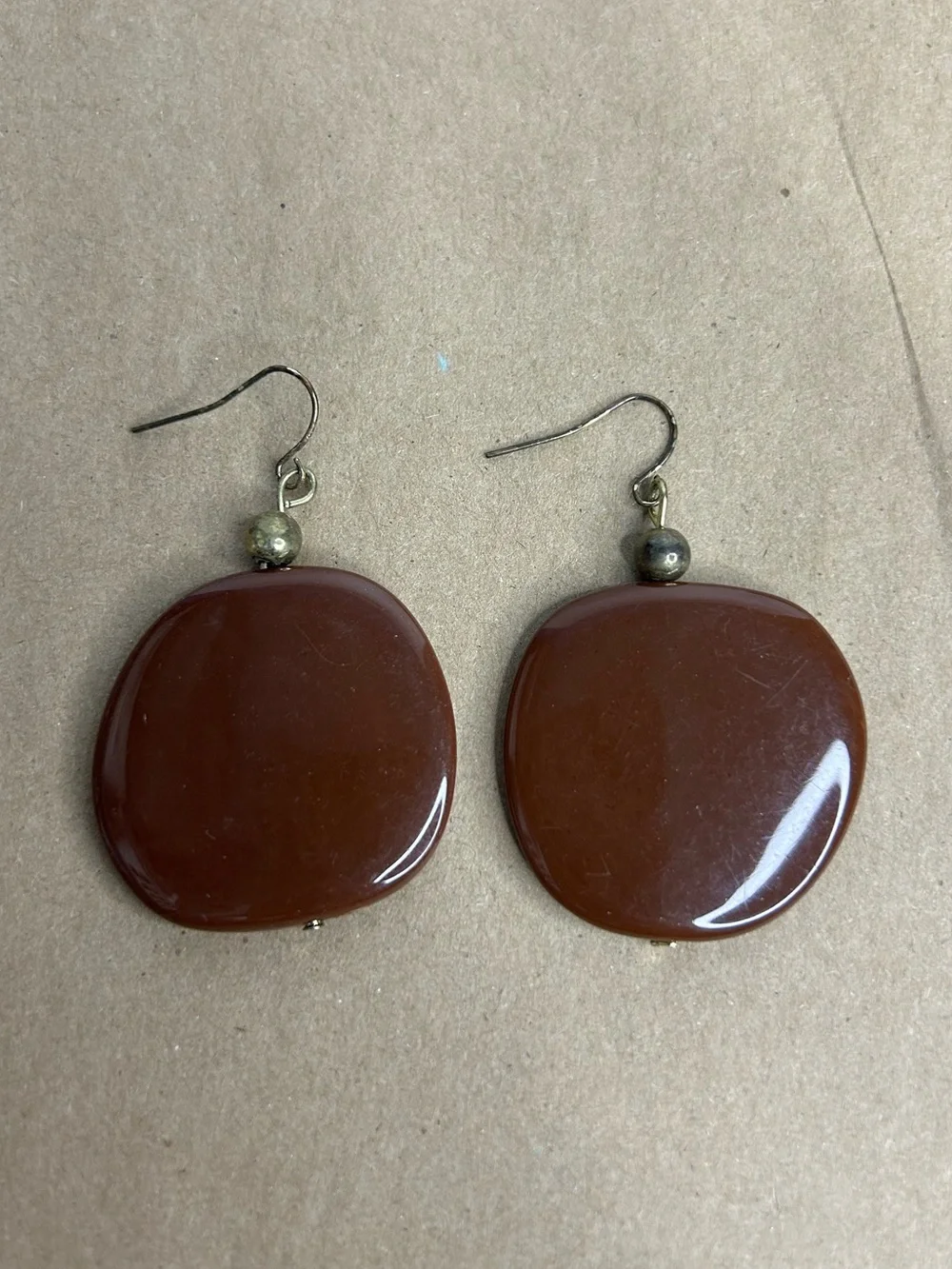 Amber Toned Resin Disc Dangle Earrings